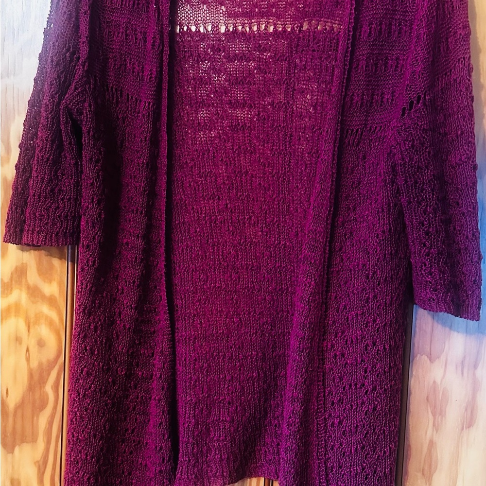 Grace Plum Open-Front Knit Cardigan